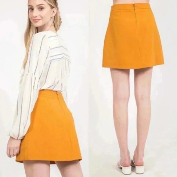 BNWT LOVE RICHE Twill Miniskirt, Mod Mustard - Picture 3 of 4